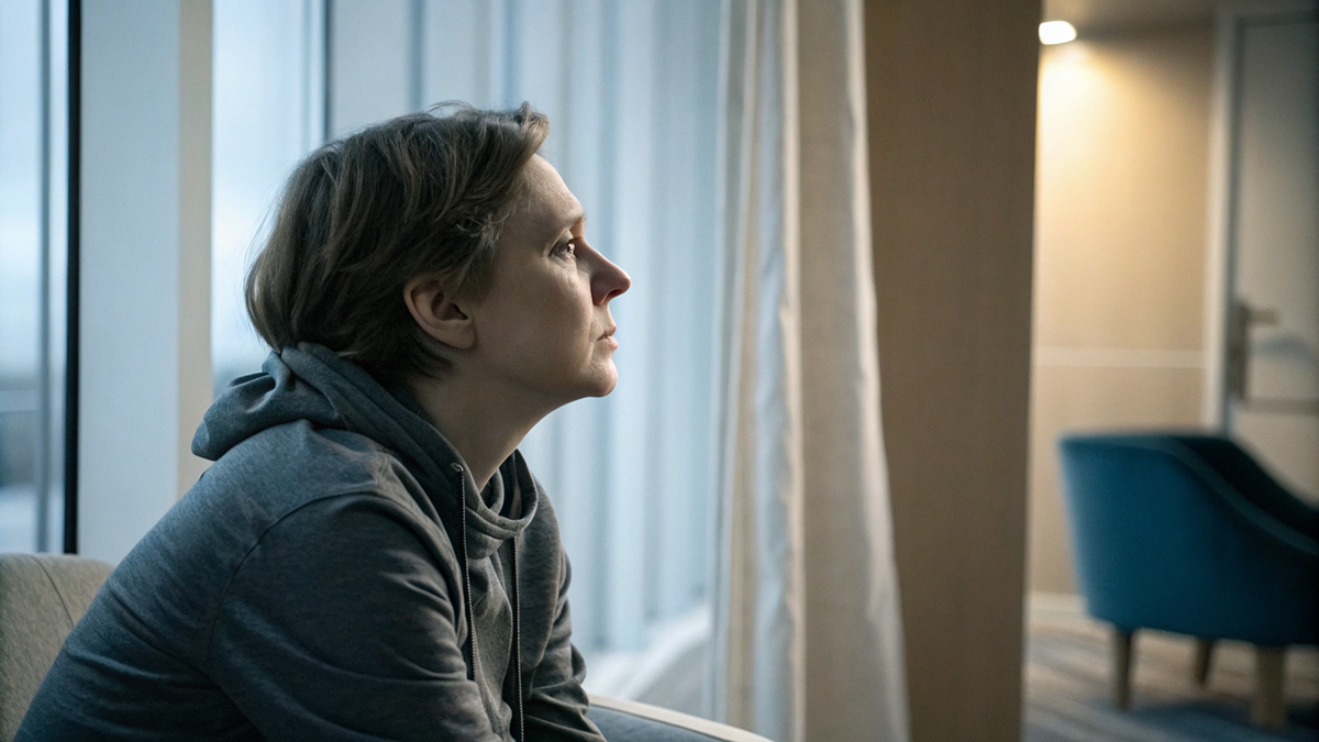 Женщина смотрит в сторону