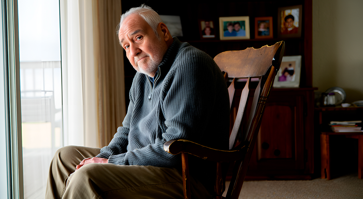 Дедушка сидит